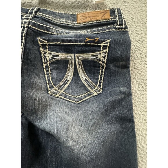 Seven 7 Jeans Womens 10 Blue Racker Slim Pockets Sticthing Flared - Picture 11 of 12